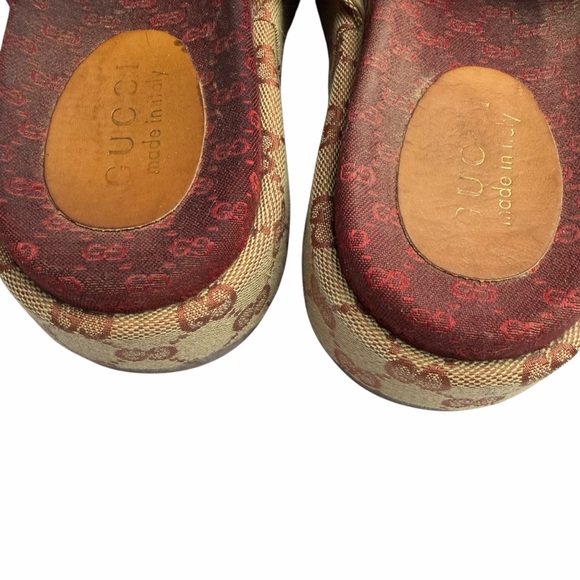 Gucci Angelina Platform Slide Sandals Original GG Canvas Red monogram size 7 - Picture 4 of 13